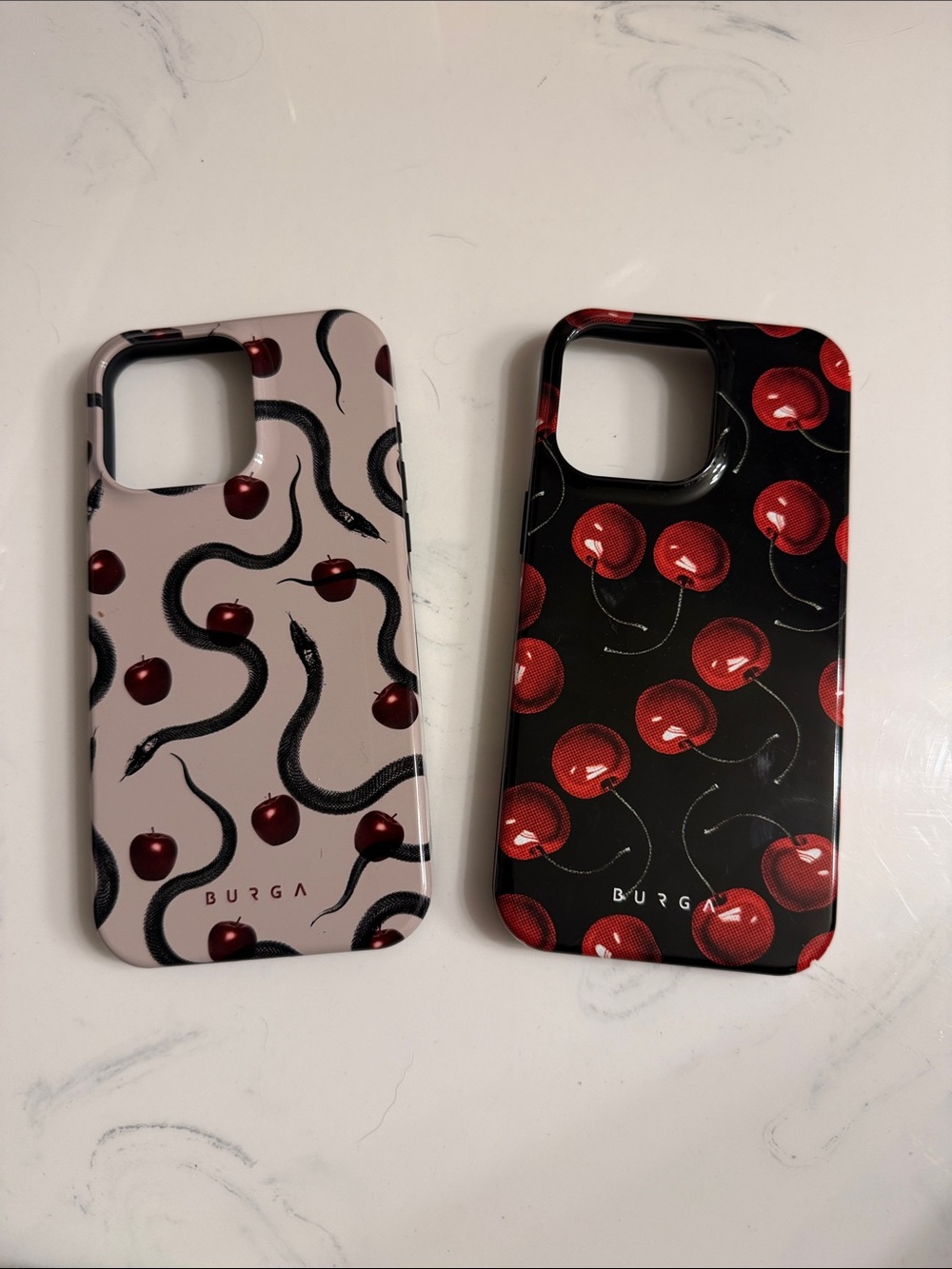 Burga Snake & Cherry iPhone 15 pro max bundle Case — Stylish Protective Cover